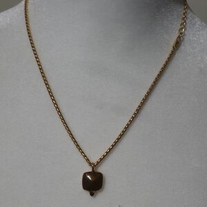 LC Lauren Conrad Gold Necklace with Brown Pendant